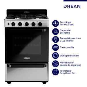 Cocina Drean Gas Natural 56cm CD5603AI0 Inox - Imagen 1