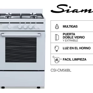 Cocina Multigas Siam Csi-cm56 4 Hornallas 56cm Color Blanca - Imagen 1