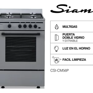 Cocina Multigas Siam Csi-cm56 4 Hornallas 56cm Color Plata - Imagen 1